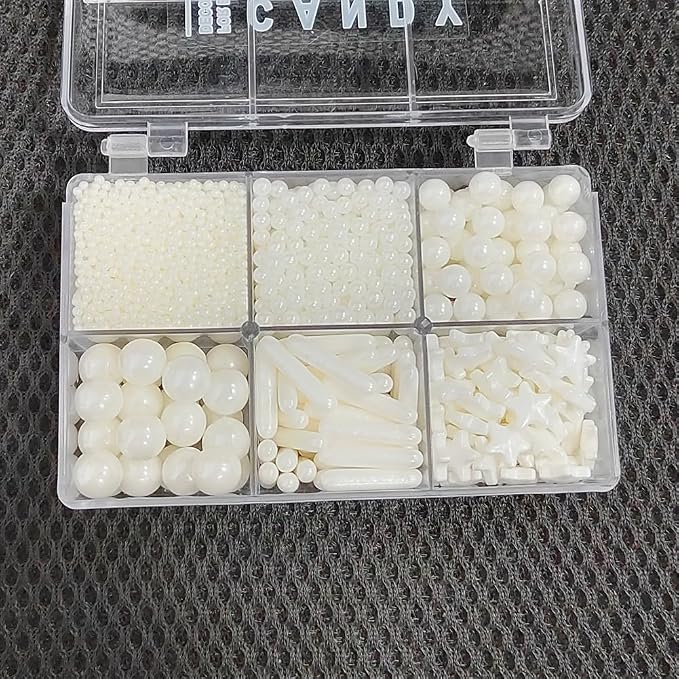 Homankit White Pearl Sprinkles for Cake Decorating, Edible White Star Sugar Sprinkles for Cake Decorations Baking Cupcake Toppers Ice Cream Toppings and Cookie Decorating Wedding Party Christmas Supplies