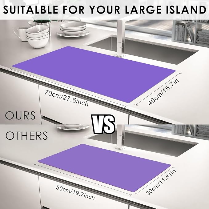 Extra Large Silicone Mats For Kitchen Counter, 27.6'' x 15.7'' Nonskid Silicone Placemats for Kids, Nonstick Purple Silicone Mat for Baking Crafts, Silicone Dab Mat Heat Resistant Mat, 1Pack