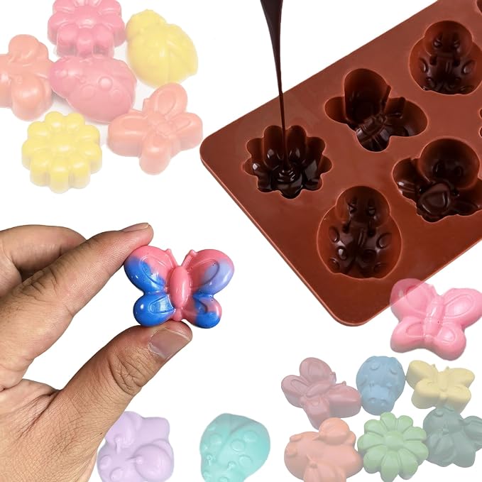 3-Pack Chocolate Molds Silicone(1.8 Inch two-bite size),Animal Silicone Molds,Moldes para gelatinas individuales.Features Bear,Dinosaur,Lion,Hippo,Bees,Ladybugs,Beetles,Butterflies,and Flowers.