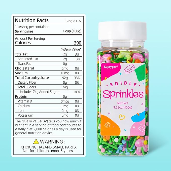 Green Easter Sprinkles for Cake Decorations, 3.52oz Carrot Rabblit Sprinkles Edible for Cupcakes Topper for Cupcakes Topper Baking Cookies Easter Spring Party Supplies