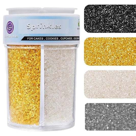 Sprinkles for Cake Decorating, 8Oz Edible Sanding Sugar Crystals, 4 Colors Sparkling Coarse Sugar for Ice Cream Cupcakes Brownie Cookie Baking Topping