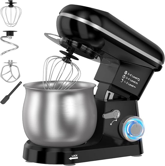 Electric Stand Mixer with 5.3 Quart, Cake Mixer with Stainless Steel Bowl and Stand, Kitchen Mixer Tilt-Head Design Includes Dough Hook, Whisk & Beater - Great for Baking Bread, Cakes, Cookies