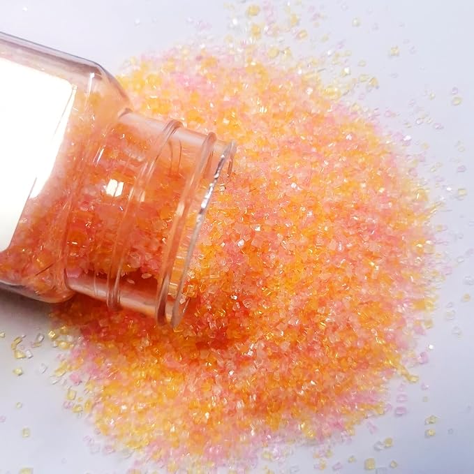 HeDeon&Rles Edible Yellow Pink White Sanding Sugar Crystals for Baking 120g/4.23oz Sparkling Sugar Crystals for Baking Cake Cupcake Icing Top Birthday Wedding Easter Halloween Christmas Supplies