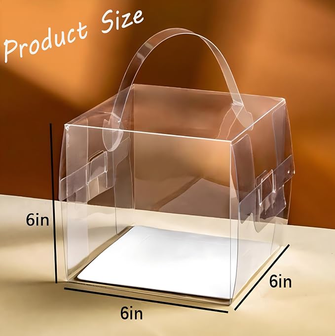 6x6x6Inch Transparent Bakery Boxes with Handles,20Pcs 5inch 6inch Clear Cake Box,Mini Cake Boxes,Clear gift boxes for wedding,birthday,party
