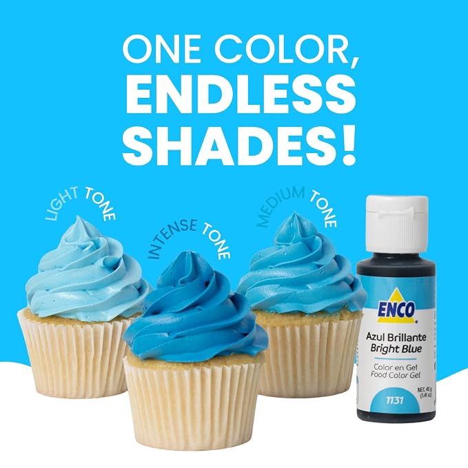 ENCO Food Coloring Gel Bright Blue 1.41 oz (40g) Concentrated, Vegan