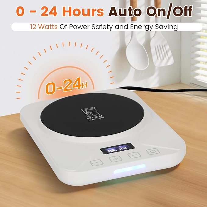 Sourdough Starter Warmer with 1°F Thermostat Control(70-100℉)24H Timer Memory Function Heating Pad for Fermentation, Heating Mat for Home Baking Fits Jars Up to 40oz (White)