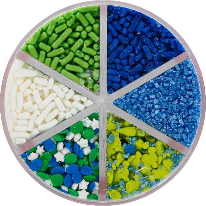 Betty Crocker 6 Color Sprinkles, Dessert Sprinkles for Cake, Cupcake, Cookie Decorating, Baking, Green, Blue, and White Blends 6.9oz