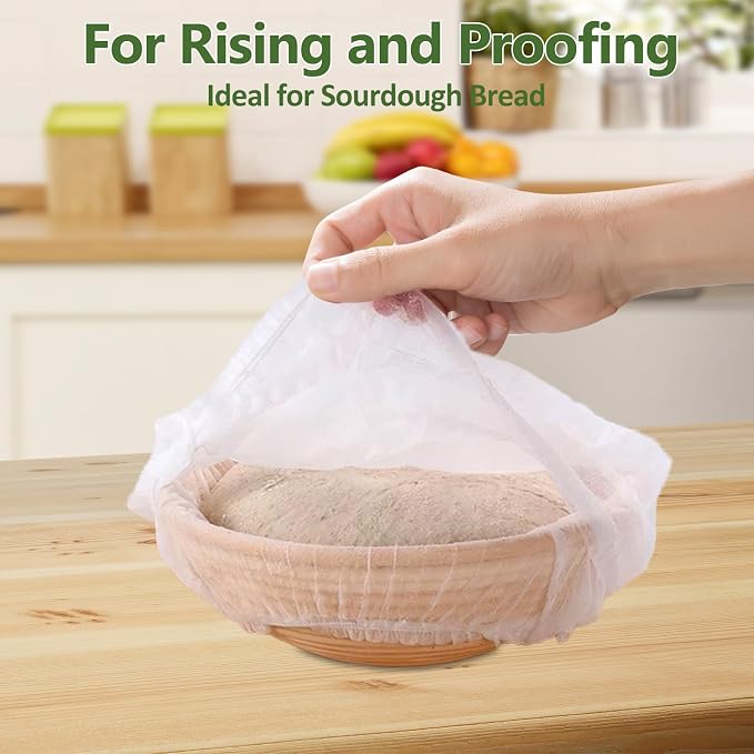 50Pcs Banneton Bread Proofing Basket Liner,21"Bread Bowls Liner Non-Stick Dough,BPA-Free Non Woven Sourdough Bread Basket Liners,Elastic Banneton Liners for Prevents Dough from Sticking to Basket