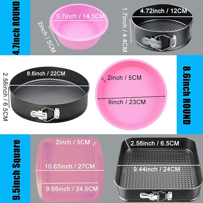 Springform Pan Set - Nonstick Cheesecake Pan with Removable Bottom, Leakproof Protector, 10 Parchment Paper Liners (9INCH ROUND)
