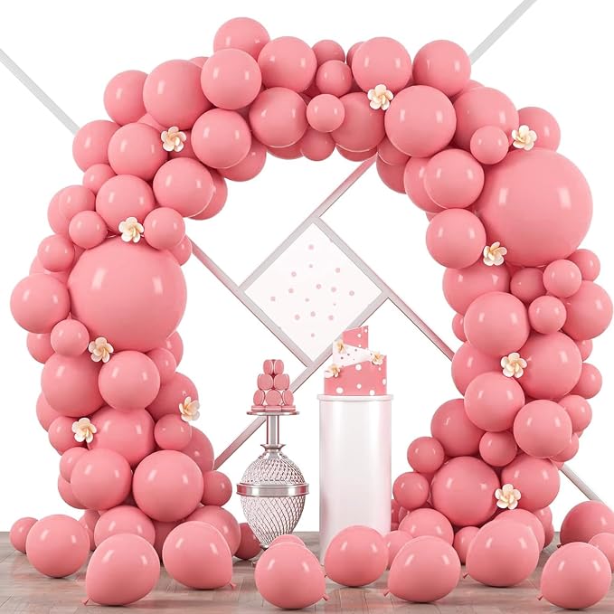 Voircoloria 90pack Retro Pink Balloons Different Size 18/12/10/5 Inch Pink Balloon Garland Arch Kit for Graduation, Wedding, Birthday, Princess Theme Party, Baby Shower, Anniversary Party Decorations