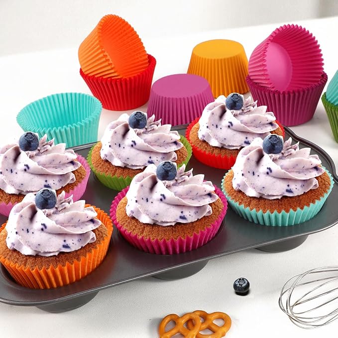 Caperci Colorful Mini Cupcake Liners 350 Counts - Grease-Proof Small Muffin Baking Cups, Odorless, Upgraded & Food Grade Paper Cupcake Wrappers