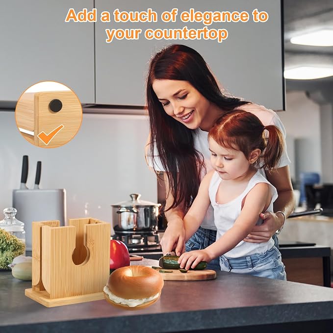Adjustable Bagel Cutter Slicer Bamboo Bagel Cutter Slicer Smooth Bagel Slicer Multifunctional Bagel Cutter Reusable Bagel Cutting Guide Practical Bagel Slicing Tool for Bagels Toast Bread