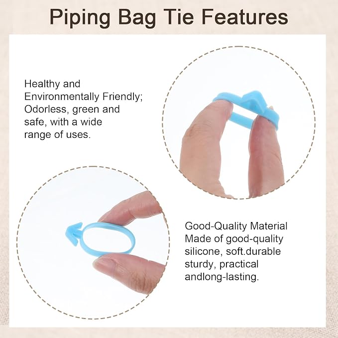 80 Pcs Pastry Bag Ties,Reusable Silicone Icing Bag Ties | Icing Bag Ties for Pastry Decorating, Icing & Baking Supplies,4 Colors
