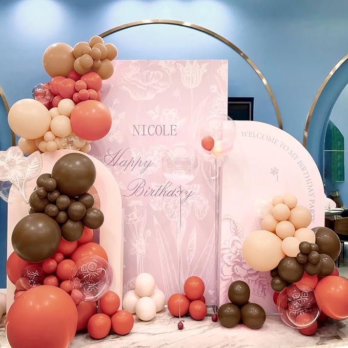 MEBAY Dusty Orange and Brown Balloon Arch Kit, 166Pcs Burnt Orange Camel Chocolate Brown Nude Balloons Garland for Boho Thanksgiving Autumn Baby Shower Fall Birthday Decorations