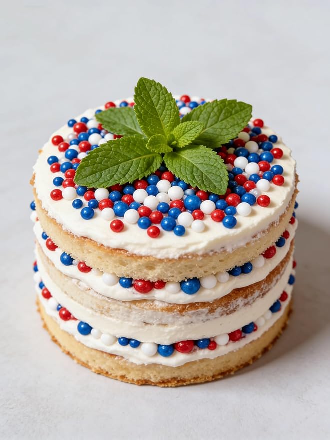 HeDeon&Rles Red White Blue Pearls Sprinkles for Baking Free Sprinkles 90g/3.17oz 4 Size Mix Edible Preals for Cake Cupcake Pancake Icing Decoration Independence Day Halloween Supplies