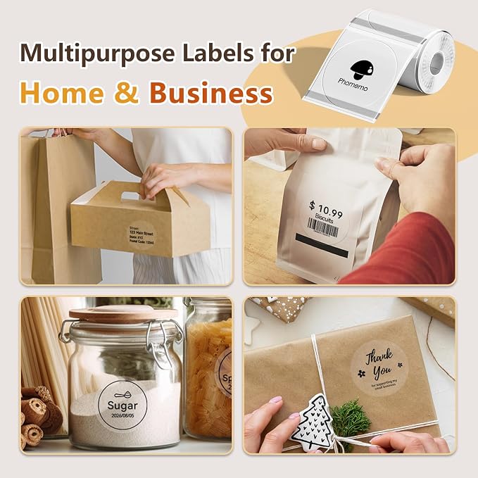 Phomemo Thermal Labels - 3 Pack Clear Circle Labels, Transparent M110/M220/M221/M120/M200, 1.96"x1.96" (50x50mm) Round Stickers