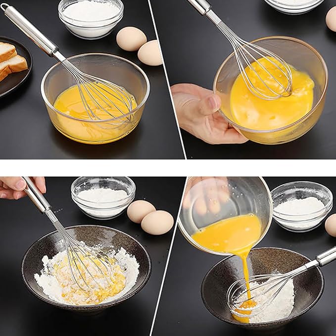 Whisks for Cooking, Wisking Tool 2 PCS, Metal Whisk Set for Non-Stick Cookware, Balloon Egg Beater Perfect for Blending, Whisking, Beating, Frothing & Stirring-Easy to Use and Clean (11.81"&9.84")