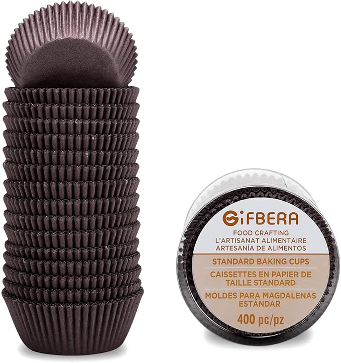 Gifbera 400-Count Brown Standard Cupcake Liners Swedish Paper Coffee Baking Cups for Halloween Christmas, Coffee Color