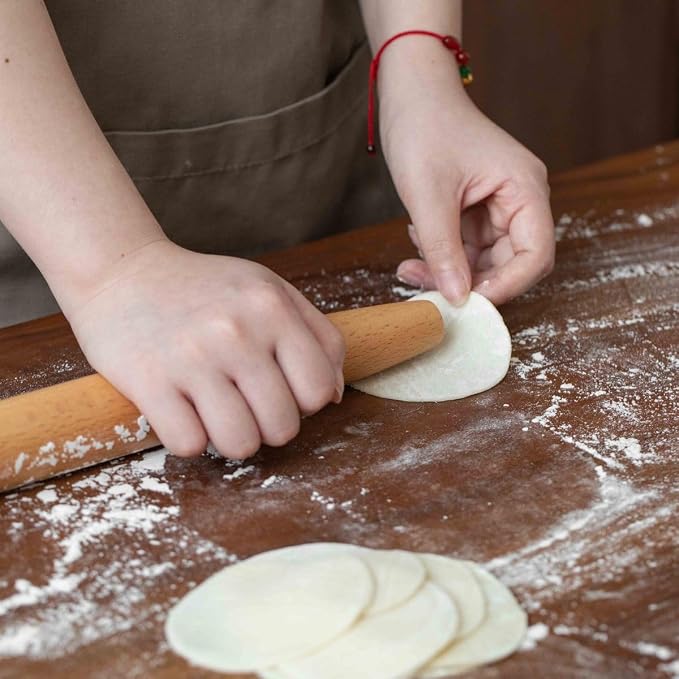 Wooden Rolling Pin for Baking Beech Wood French Rolling Pin Tapered Rolling Pin for Fondant Pie Crust Cookie Pastry Pizza Bread Non Stick Dough Roller 15.75-Inch