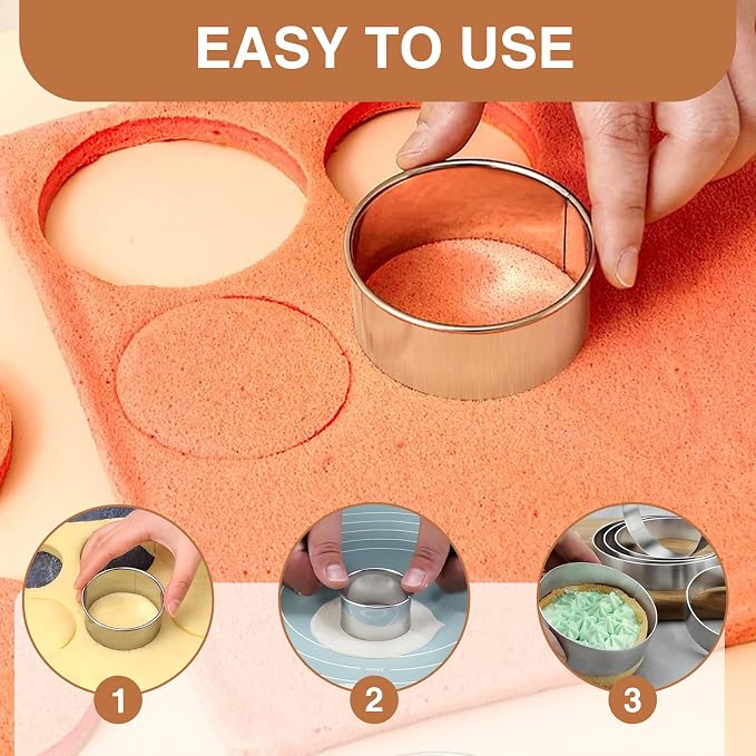 6 Pcs Round Cookie Cutter Set (2, 3, 3.5, 4, 5, 6 Inch), Large Stainless Steel Circle Cookie Donut Cutte