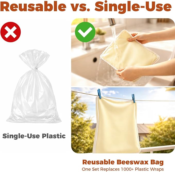 Beeswax Bread Bags with Zipper Seal – Extra Large 13"x17", Reusable, Breathable Cotton Linen Sourdough Bags, 2 Packs XL Bread Bags, with 1pcs Bowl Cover, 6pcs Paper String Tags