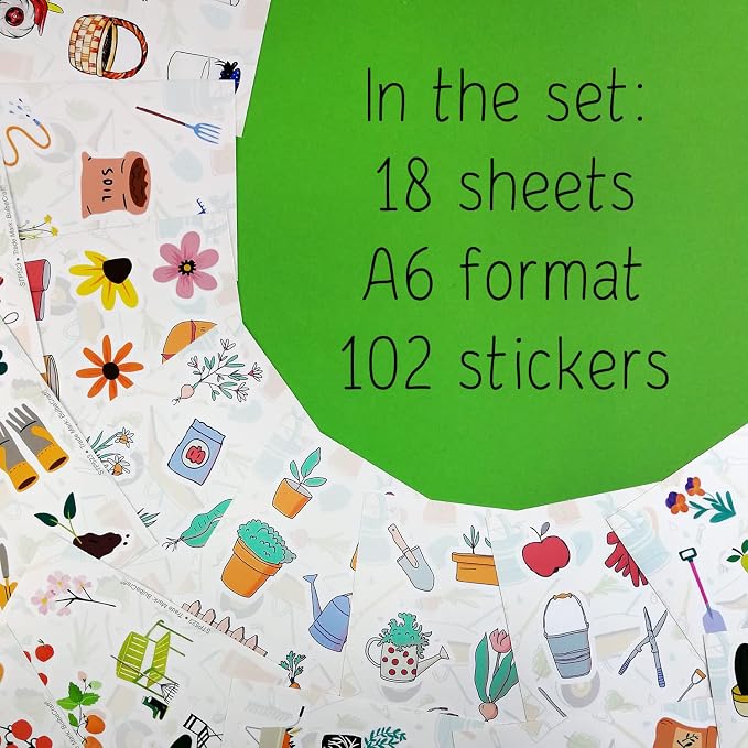 BulbaCraft 100Pcs Garden Stickers, Gardening Stickers for Scrapbooking, Garden Party Supplies, Planting Gardening Gifts for Girls, Gifts for Women & Men