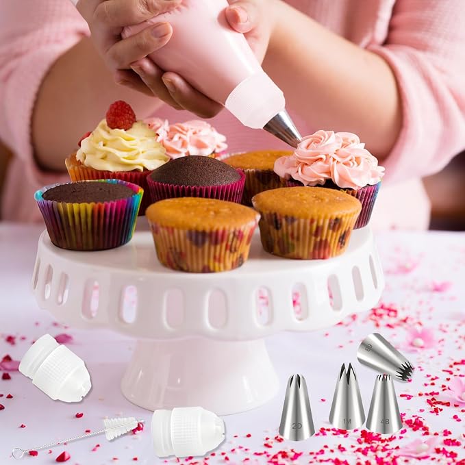 1M 2D 4B 6B Large Piping Tip and Piping Couplers Set, Stainless Steel Icing Tips, Cake Decorating Tips for Cake Cupcake Cookie DIY Shell Edge Spiral Flower Petal Decorating Tool