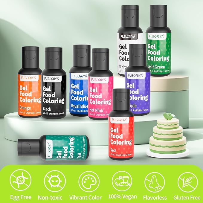 Gel Food Coloring, 20ml Vibrant Flavorless Food Dye for Easter Cake Cookie Decorating, Baking, Candy Melts, Frosting, Easter Eggs