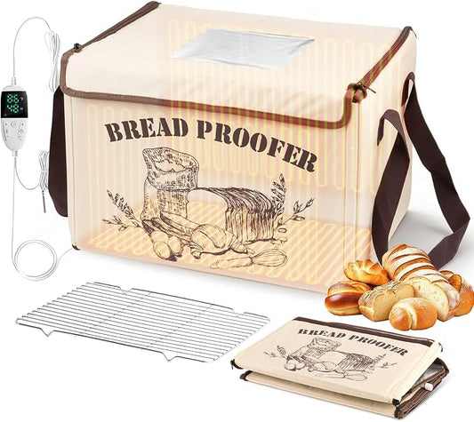 Folding Bread Proofing Box with Lid, Bread Proofer 3-Side Even Fever 50-113℉ Temp Control for Dough Yogurt Fermentation with Adjustable Temperature & Timer Contrller