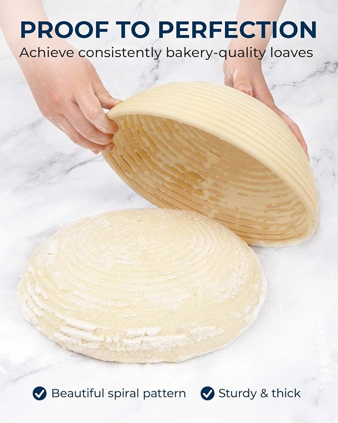 Lorzon Proofing Baskets with Sourdough Starter Jar Kit, 10" Round & 11" Oval Plastic Bannetons, Sourdough Bread Baking Supplies
