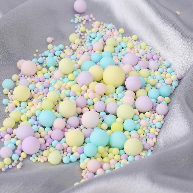 Pastel Pearl Sprinkles for Cake Decorating, 4 Sizes Sugar 130g/4.6oz, Cupcake, Ice Cream, Donuts, Macaron Toppings Supplies (2mm, 4mm, 7mm, 1cm)