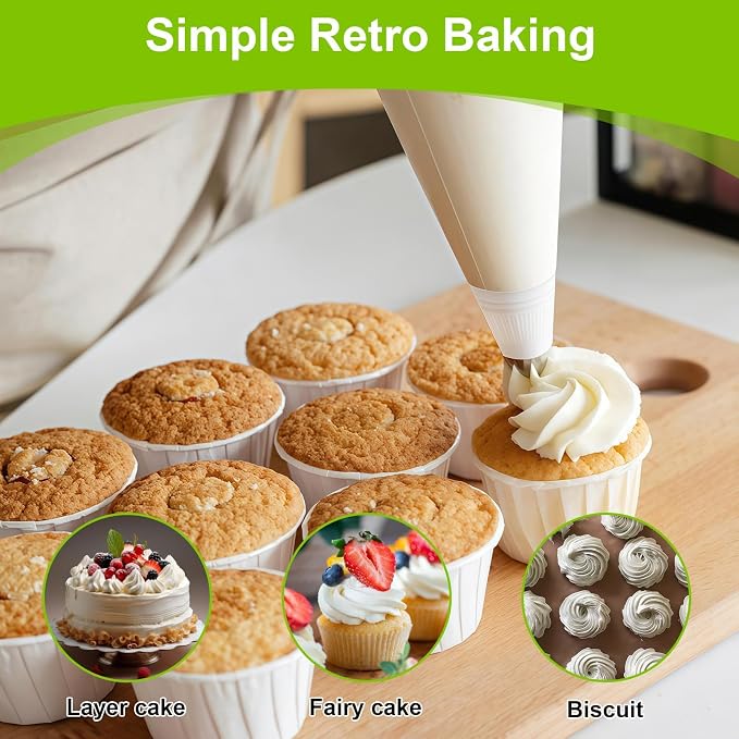 6 Pcs Large Piping Tips Set, Stainless Steel Frosting Piping Kit with 25mm Coupler, Cake Decorating Tips for Cupcakes Cookies Buttercream Flowers Pastry and Baking (1A/1E/347/348/356)