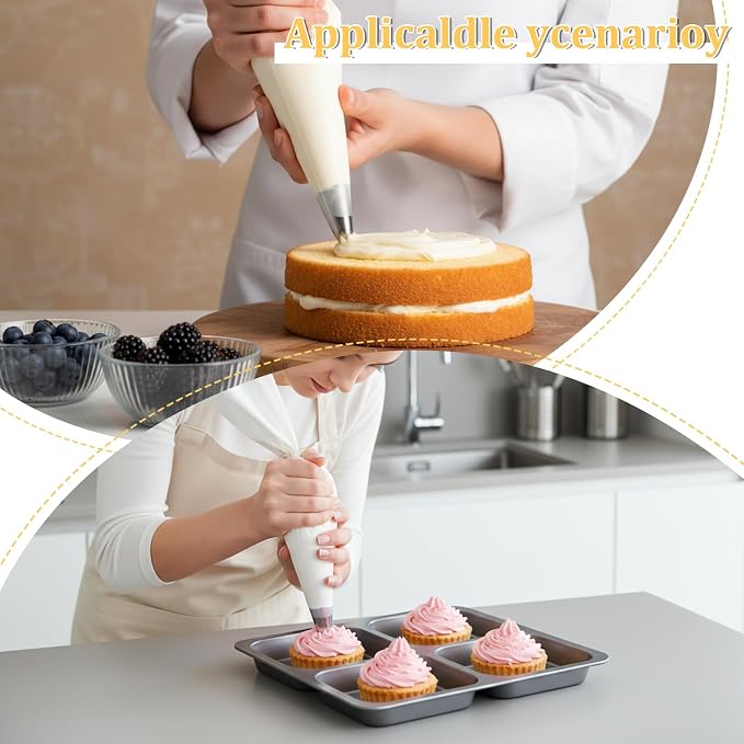 COMNICO 4 Pcs Reusable Pastry Piping Bags, 24 Inch Cake Decorating Bags Non-Slip Extra Thick Durable Cake Decorating Bag for Icing Cakes Cookies Baking Decoration Supplies