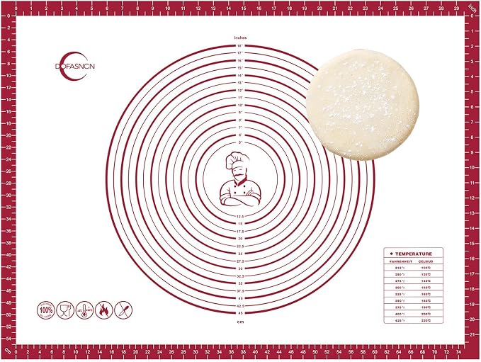 Silicone Pastry Mat Dough Baking Bread Sourdough Fondant Pie Dough Pizza,Silicone Baking Mat Cookie Sheet for Kitchen Counter with Measurements 32x24" Red