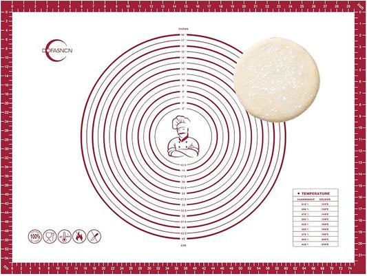 Silicone Pastry Mat Dough Baking Bread Sourdough Fondant Pie Dough Pizza,Silicone Baking Mat Cookie Sheet for Kitchen Counter with Measurements 32x24" Red