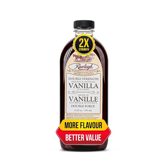 Rawleigh Double Strength Vanilla Flavoring – 2X Concentrated Vanilla from Pure Bourbon Madagascar Beans | Rich Baking Flavor, Use Less | 12 fl oz Value Size | Cost-Effective Alternative to Pure Vanilla Extract