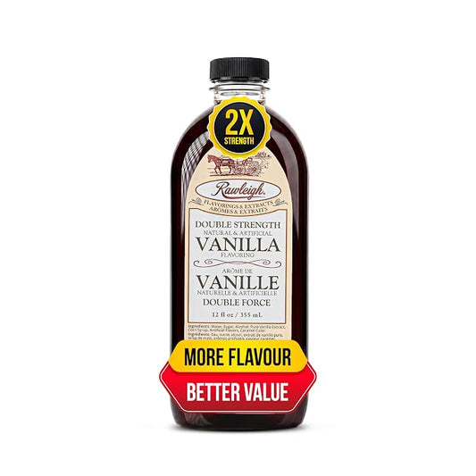 Rawleigh Double Strength Vanilla Flavoring – 2X Concentrated Vanilla from Pure Bourbon Madagascar Beans | Rich Baking Flavor, Use Less | 12 fl oz Value Size | Cost-Effective Alternative to Pure Vanilla Extract
