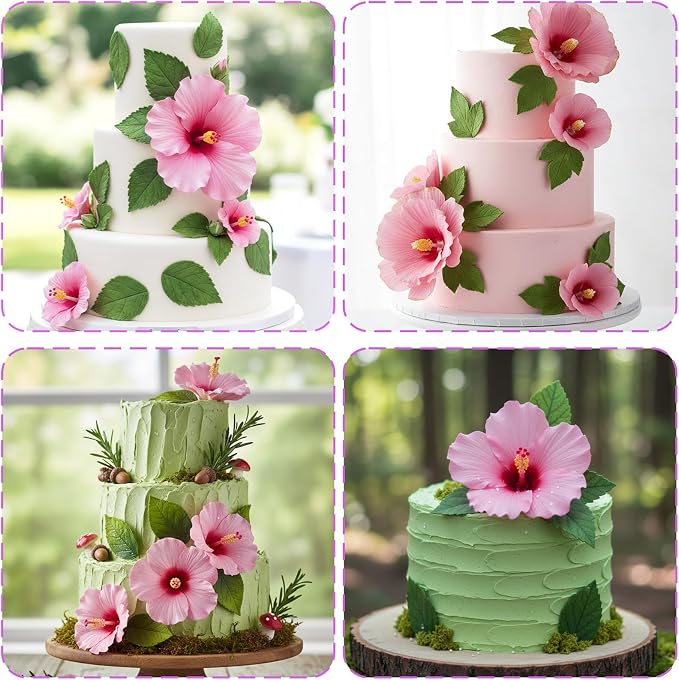 Infovox Rose Flower Petal Silicone Molds Leaf Veiner Fondant Mold, for Fondant Cake Decorating, 4 Pieces