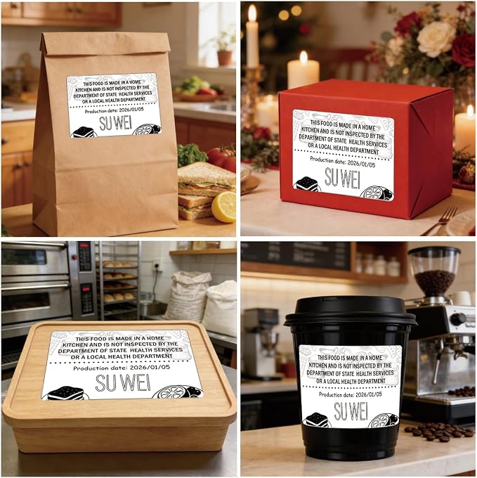 2 x 3 inch Cottage Food Law Thermal Sticker Labels 500 Pcs Customizable Printable Address Label for Business Cup Name Tags Made in Home Kitchen Canning Jar (2 * 3 inch Thermal White)