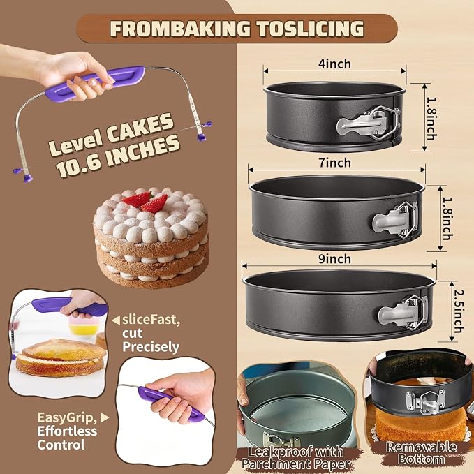 720PCS Cake Decorating Kit with Baking Supplies - Cake Turntable for Decorating with Baking Pans, Leveler, 24 Numbered Piping Tips, 2 Spatulas, Fondant Tools, Video Course, Pattern Chart & More
