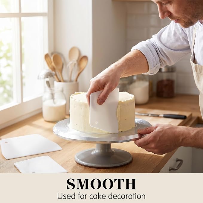 6Pcs Flexible Cake Scrapers and Smoother 3 Sizes Dough Cutter Bowl Scrapers | Plastic Dough Scraper, Flexible Bench Scraper Practical Multipurpose Food Scrappers for Bread Doughs Cake Fondant Icing