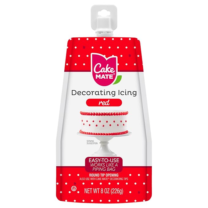 Cake Mate Decorating Icing Red, White & Blue Bundle – Great for Decorating Cakes, Cookies & More | Valentines Decorating, Holidays (three 8oz Pouches)