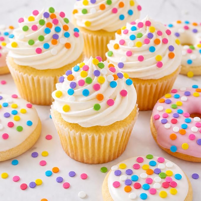 Rainbow Confetti Sprinkles 4.6 oz - Edible Rainbow Confetti for Cake Decorating, Birthday Cupcake Topper, Unicorn Party Supplies & Drink Topper - Colorful Candy Mix