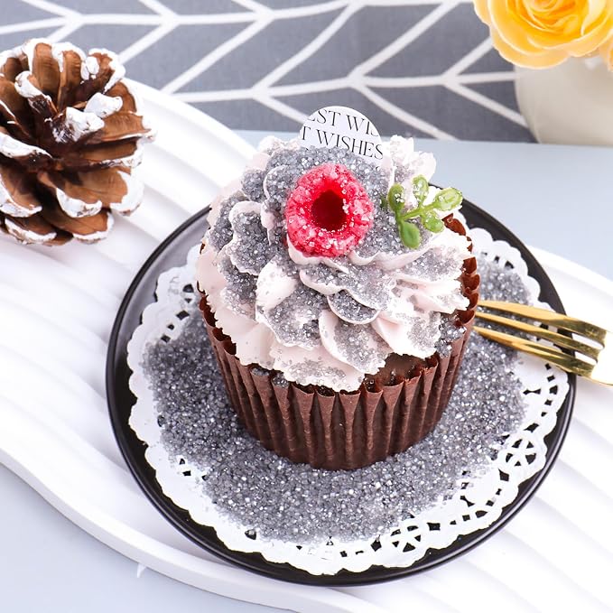 Silver Sprinkles Sanding Sugar for Baking, 6.35oz/180g Edible Sparkling Sugar Crystals, Decorating Sugar Sprinkles for Cakes Cupcakes Cookies Ice Cream
