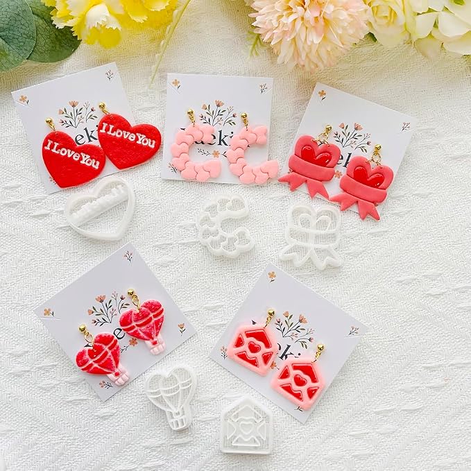 Xaekicr Heart Shape Polymer Clay Cutters Set – Polymer Molds & Clay Cutters for Polymer Clay, Decorative Earring, Clay Tools