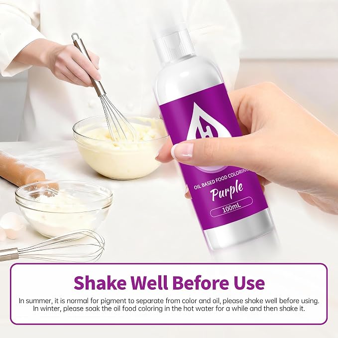 Purple Oil Based Food Coloring for Chocolate – Herbeklab 100ml Professional Concentrated Oil Food Dye for Candy Melts, Chocolate, Cake Pops, Strawberries & Baking