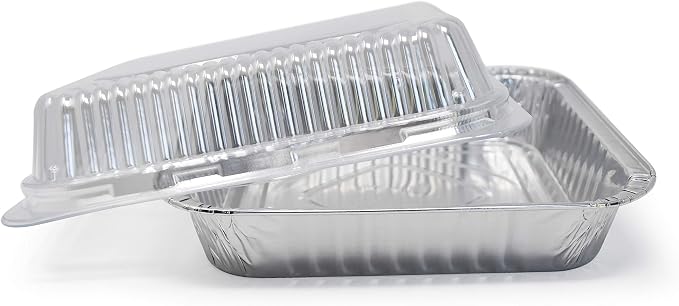 Fig & Leaf (35 Pack) 8” x 8” Square Baking Cake Pans with Plastic Dome Lids | Heavy Duty l Disposable Aluminum Foil Tins l Portable Food Containers l Perfect for Roasting Oven Toaster Cooking