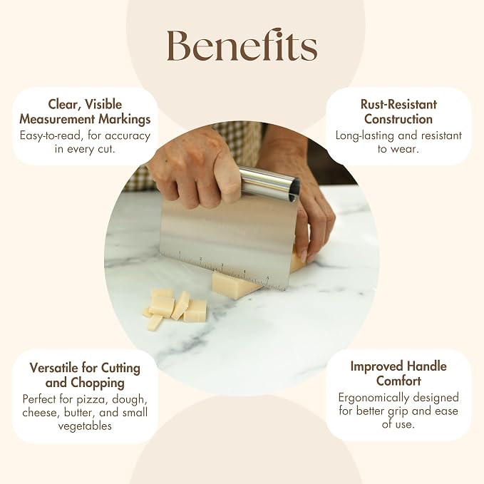 Metal bench knife dough scraper: Versatile bench scraper dough cutter tool Tool for Baking, Bread Cutting, and Kitchen Use