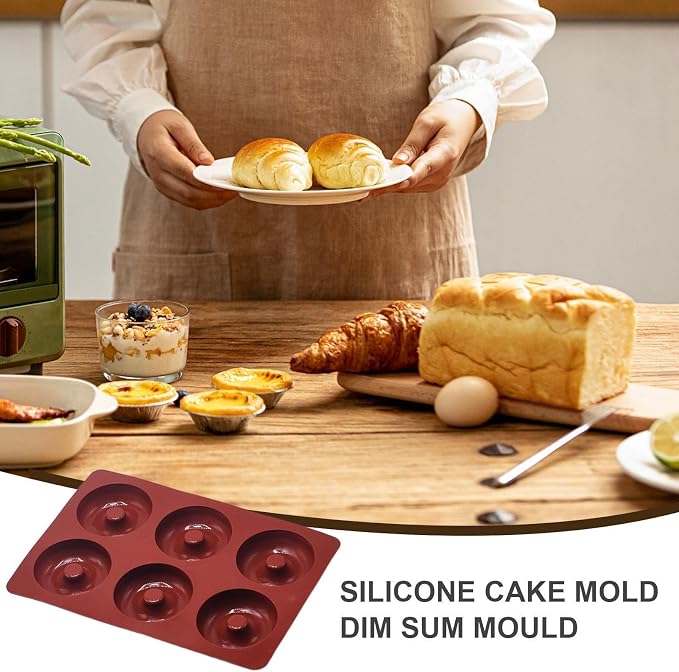 Donut Silicone Mold - Baking Pan | 6 or 12 Cavity Dessert Tray | Flexible Food Grade Silicone, Oven Microwave Safe, Easy Release Design, for Donuts Jelly Pudding & Homemade