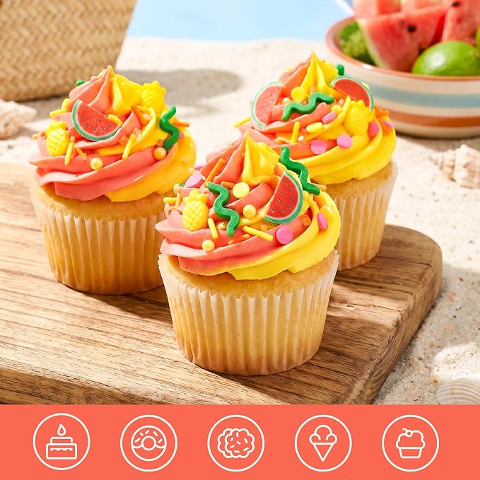 Summer Themed Sprinkle for Cake Decorating, Watermelon Pineapple Fruits Sprinkles for Edible Cupcakes toppers, Party Candy for Decorating Cakes, Cupcakes, Cookies & Desserts